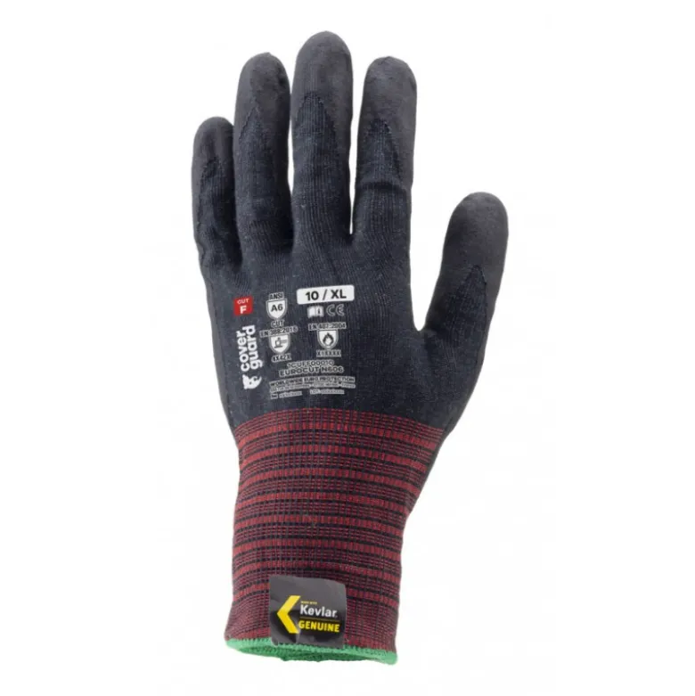 Gants EUROCUT N606 cut F. HPPE KEVLAR J18 mousse nitrile, renfort pouce index, tactile - COVERGUARD | 1CUFF00