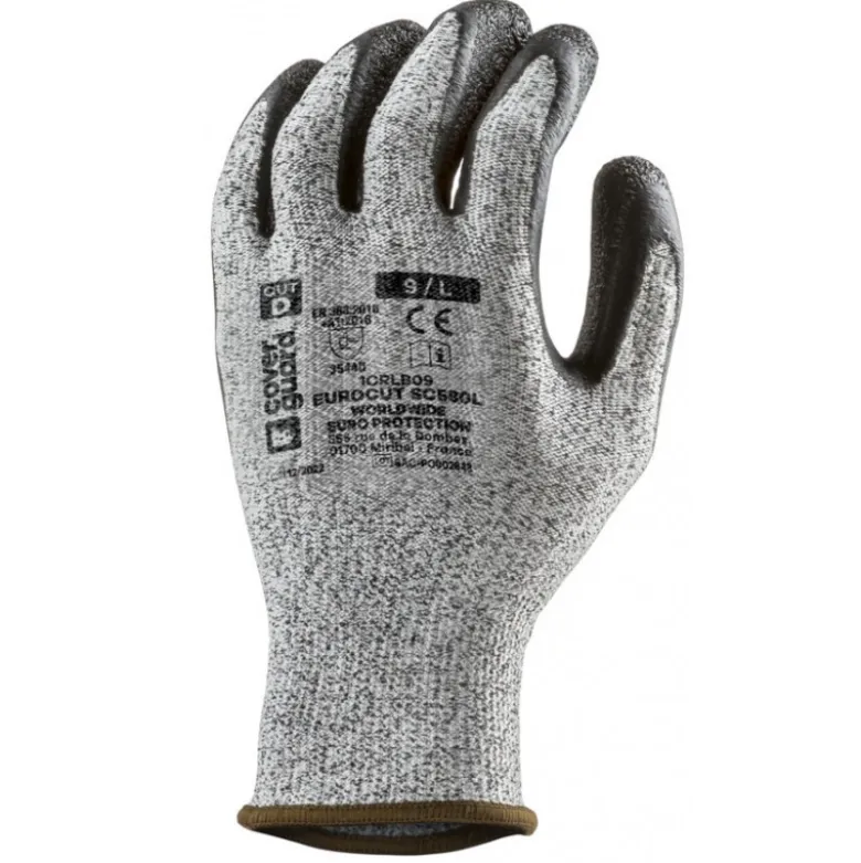 Gants EUROCUT SC580L CUT D. HPPE J13 paume enduite latex noir - COVERGUARD | 1CRLB0P