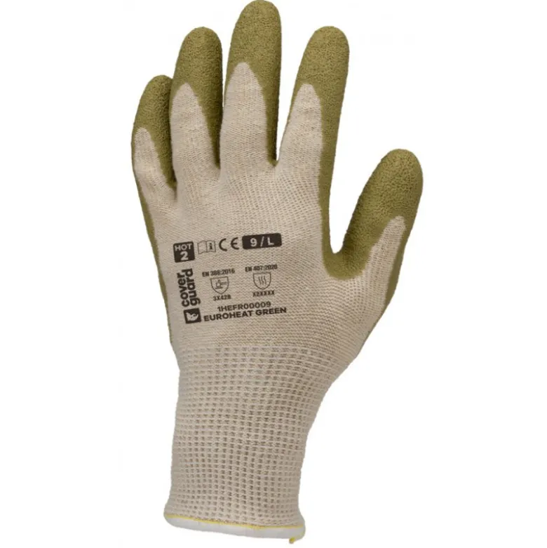 Gants EUROHEAT GREEN Eco-conçu, J13 coton/PE recyclé blanc, paume enduite latex vert - COVERGUARD | 1HEFR0P