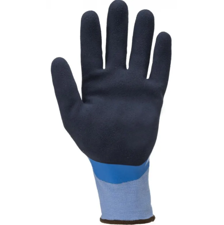Gants EUROLITE L300 polyamide bleu, J15, double enduction totale latex lisse et sandy paume - COVERGUARD | 1LACC00