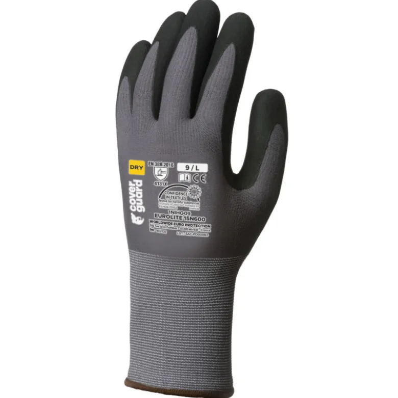 Gants EUROLITE 15N600 polyamide J15, paume enduite micro mousse nitrile - COVERGUARD | 1NIHG