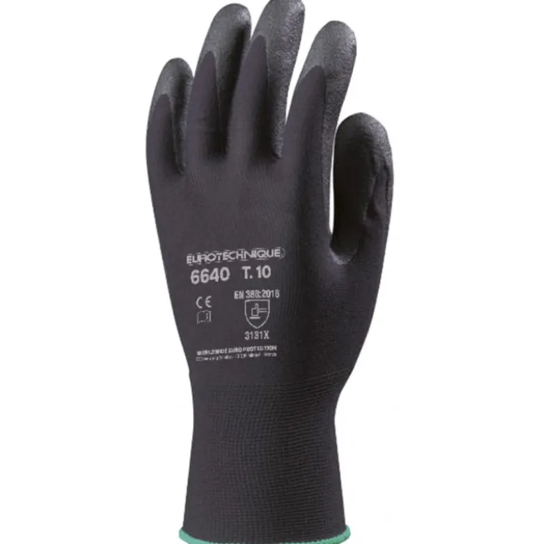 Gants EUROLITE 6640, nylon noir, paume enduite mousse PVC noir - COVERGUARD | MO6640