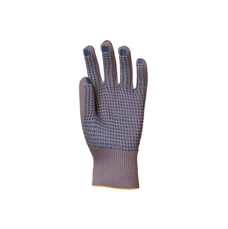 Gants EUROSTRONG 4380, polyamide gris, jauge 13, picots PVC bleu paume, Poignet tricot - COVERGUARD | MO4380