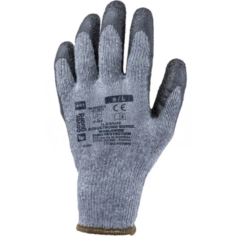 Gants EUROSTRONG SG810L polycoton gris, J10, paume enduite latex noir - COVERGUARD | 1LAGB