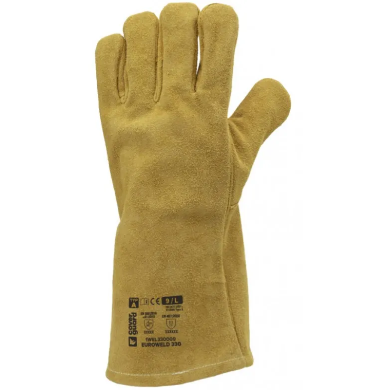 Gants EUROWELD 330 croûte vachette orange doré, cout.Kevlar, manchette 15cm - COVERGUARD | 1WEL330