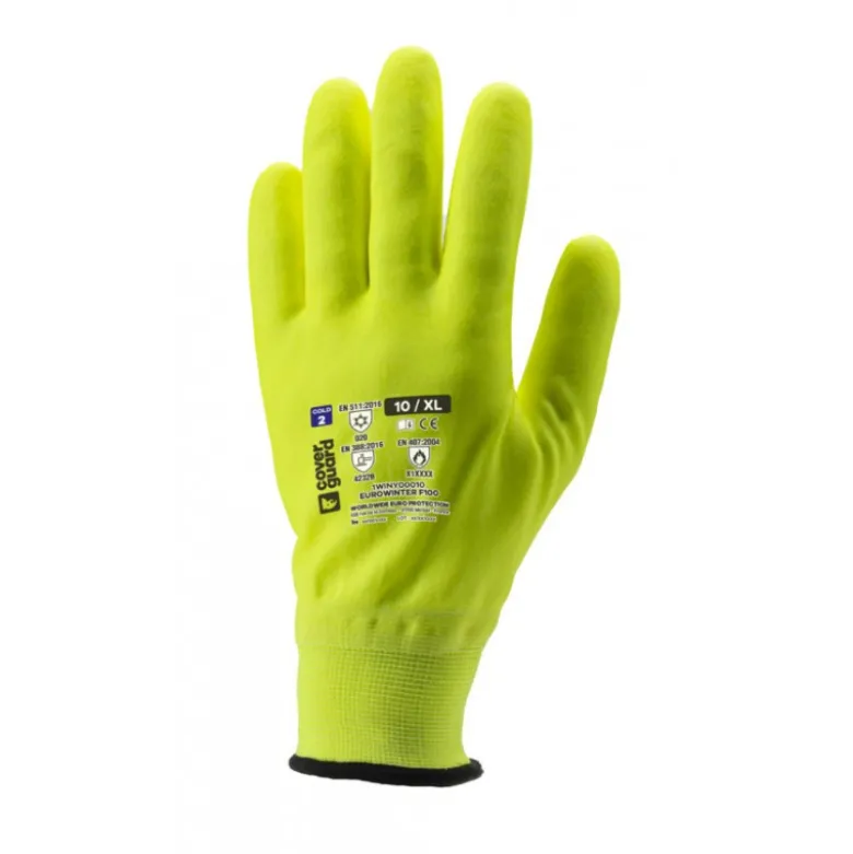Gants EUROWINTER F100 polyamide J15, enduit total mousse nitrile jaune - COVERGUARD | 1WINY0