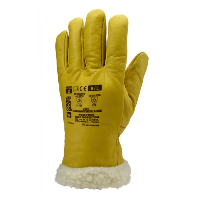 Gants EUROWINTER ISLANDE, fleur vachette jaune fourré, longueur 32cm - COVERGUARD | MO2490