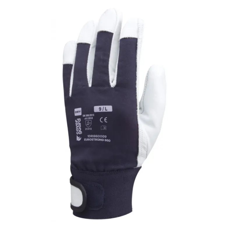 Gants maîtrise EUROSTRONG 860, fleur de caprin, toile bleu, velcro - COVERGUARD | 1DRI860