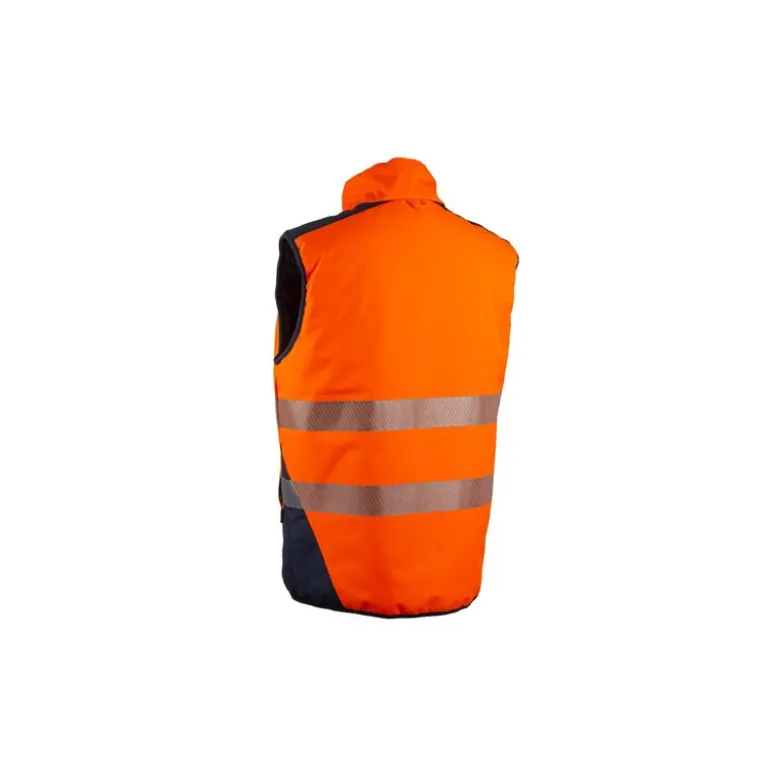 Gilet froid - YORU - Réversible Ripstop 100% PES + Bandes segmentées - Orange HV/Marine - COVERGUARD | 5YOR170