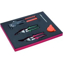 Jeu cisailles à tôle/pince à riveter/mètre ruban, module mousse 2/3 Fit&Go - 5 pcs - Bahco | FF1F5002
