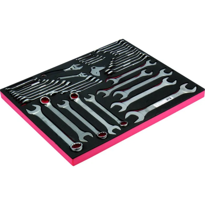 Jeu de clés mixtes impériales et clés à fourche doubles, module mousse 3/3 Fit&Go - 43 pcs - Bahco | FF1A14