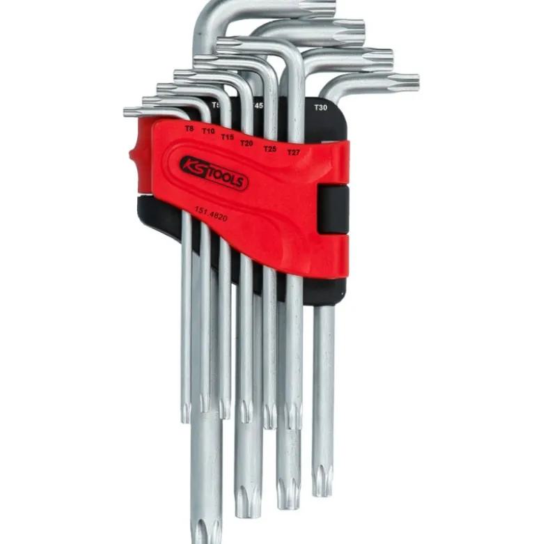 Jeu de 10 clés mâles TORX® percé longue, T8 à T50 KSTools | 151.4820