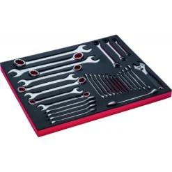 Jeu de clés à molette/mixtes/à fourche doubles, module mousse 3/3 Fit&Go - 30 pcs - Bahco | FF1A04