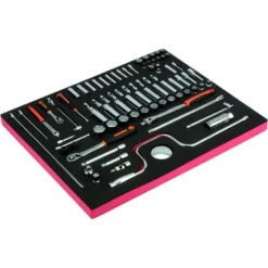Jeu de douilles 1/4" + 3/8" et cliquet en poire, module mousse 3/3 Fit&Go - 83 pcs - Bahco | FF1A13