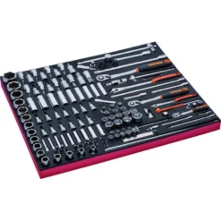 Jeu de douilles 1/4" + 1/2" + 3/8" et cliquet en poire, module mousse 3/3 Fit&Go - 138 pcs - Bahco | FF1A08