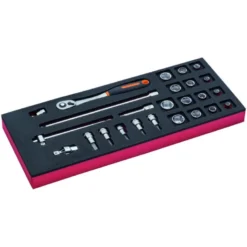 Jeu de douilles 3/8" et cliquets, module mousse 1/3 Fit&Go - 25 pcs - Bahco | FF1E2102