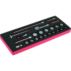 Jeu de douilles 3/8" et cliquets, module mousse 1/3 Fit&Go - 24 pcs - Bahco | FF1E2101