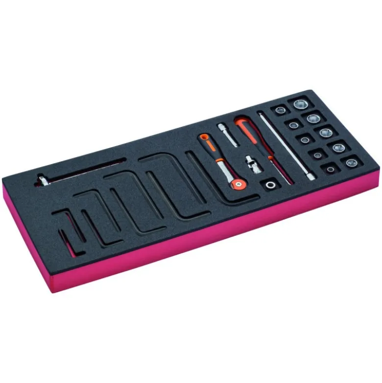 Jeu de douilles 1/4" et cliquet à tête ronde, module mousse 1/3 Fit&Go - 26 pcs - Bahco | FF1E2008