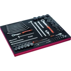 Jeu de douilles et clés, module mousse 3/3 Fit&Go - 75 pcs - Bahco | FF1A5032