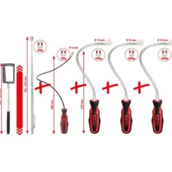 Jeu de miroirs d’inspection et d’aimants flexibles et télescopiques, 6 pcs - KSTools | 550.1090