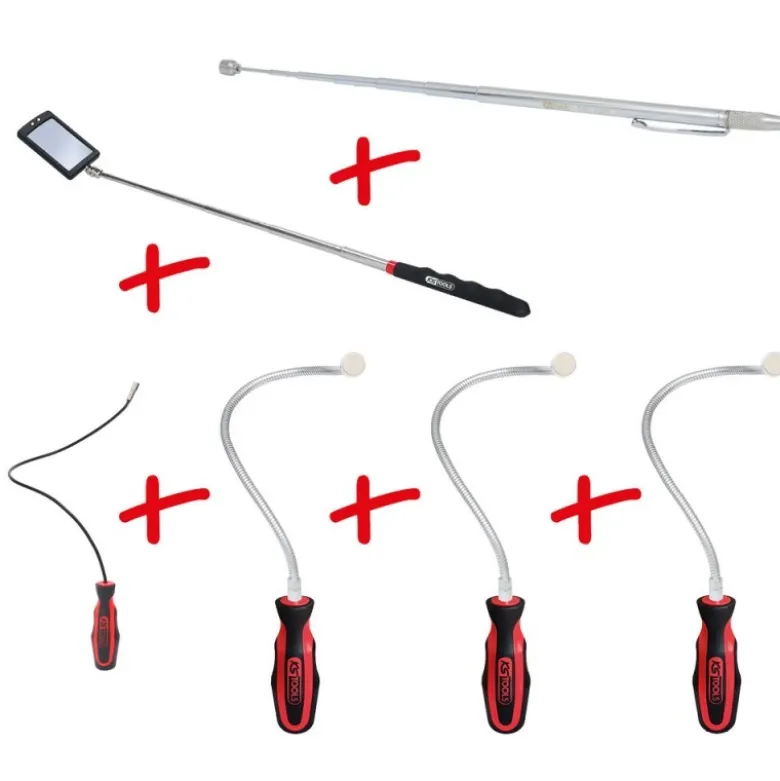 Jeu de miroirs d’inspection et d’aimants flexibles et télescopiques, 6 pcs - KSTools | 550.1090