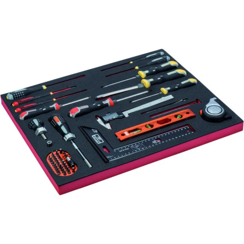 Jeu de mètre ruban/tournevis, module mousse 3/3 Fit&Go - 20 pcs - Bahco | FF1A49