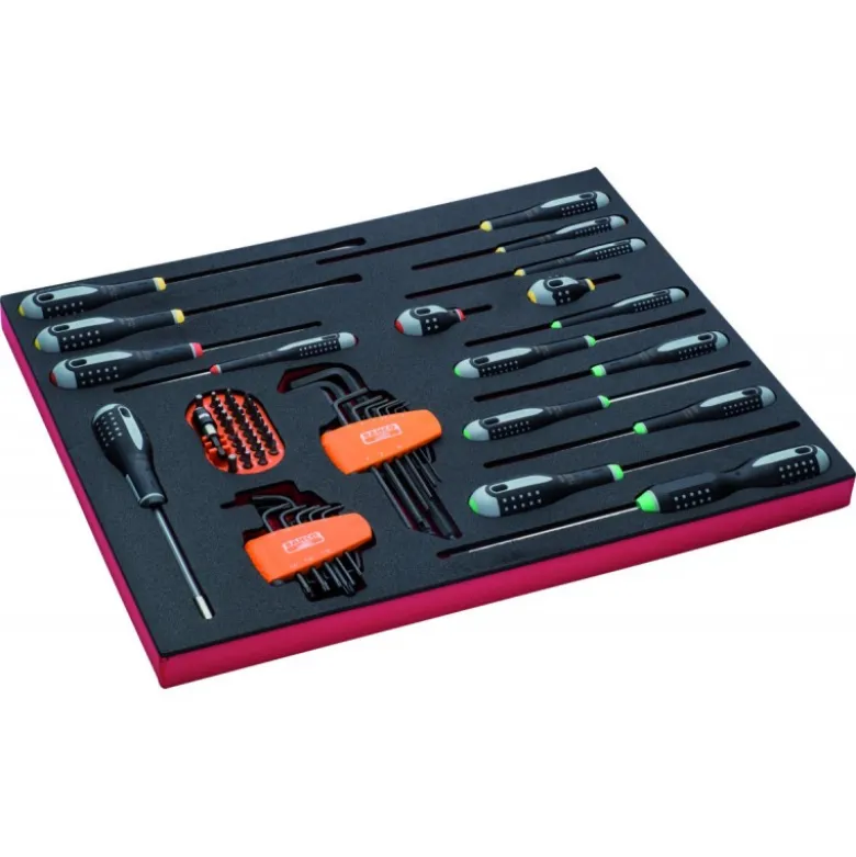 Jeu de tournevis/clés mâles/embouts, module mousse 3/3 Fit&Go - 50 pcs - Bahco | FF1A27