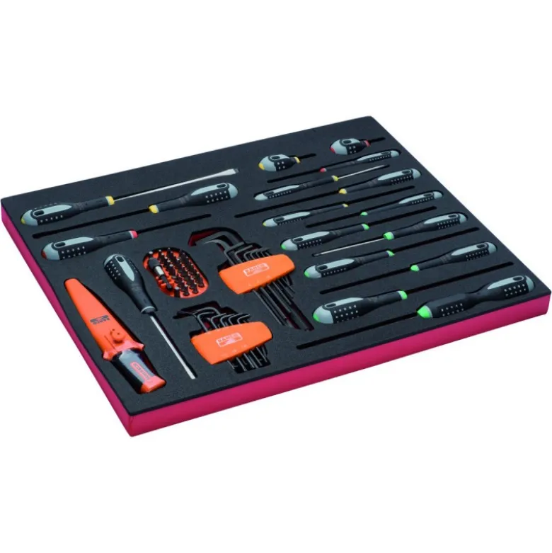 Jeu de tournevis/clés mâles/embouts, module mousse 3/3 Fit&Go - 51 pcs - Bahco | FF1A21