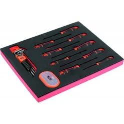 Jeu de tournevis/clés 6 pans/embouts, module mousse 2/3 Fit&Go - 49 pcs - Bahco | FF1F1008