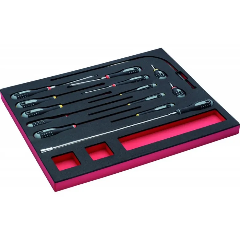 Jeu de tournevis pour vis à fente/Phillips, module mousse 3/3 Fit&Go - 14 pcs - Bahco | FF1A1001