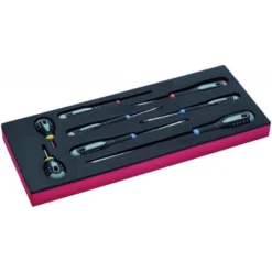 Jeu de tournevis pour vis à fente/Phillips/Pozidriv, module mousse 1/3 Fit&Go - 8 pcs - Bahco | FF1E1004