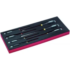 Jeu de 5 tournevis vis à fente/2 Phillips, module mousse 1/3 Fit&Go - 7 pcs - Bahco | FF1E1002