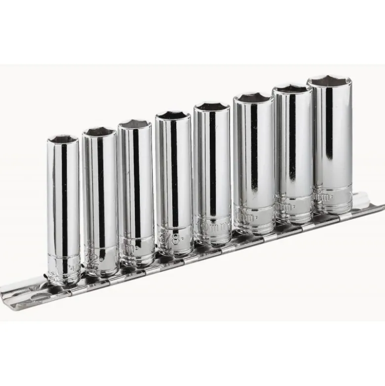 JEUX DE 8 DOUILLES LONGUES 6 PANS - 1/4" SUR RACK - FACOM | RL.40E
