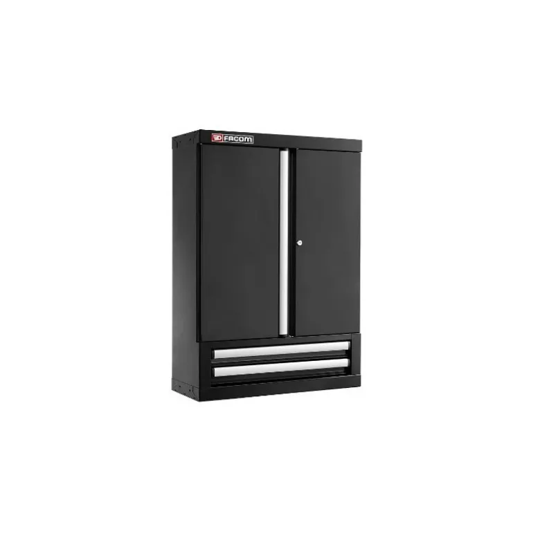 JLS3 MEUBLE HAUT SIMPLE A PORTES PLEINES ET 2 TIROIRS NOIR - JETline - Facom France | JLS3-2202BS