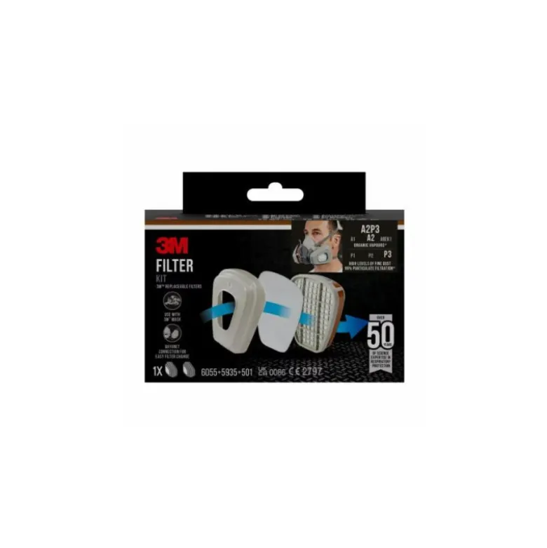 Kit de filtres 3M™ 6003-1, A2P3, vapeurs organiques (2x6055, 2x5935, 2x501) 3M France | 7100330419
