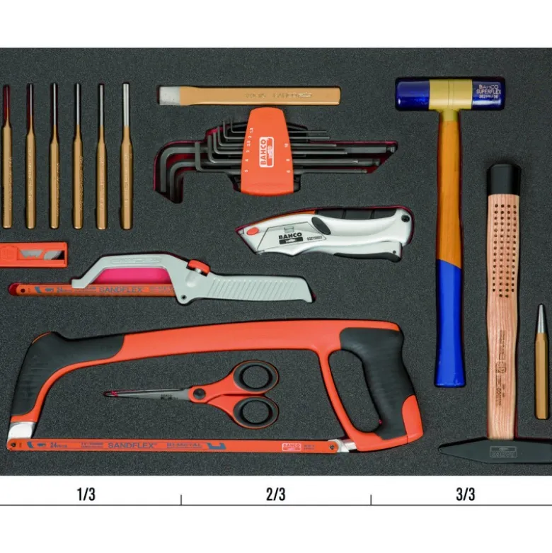 Kit d'outils de frappe/coupe mélangés, module mousse 3/3 Fit&Go - 16 pcs - Bahco | FF1A138