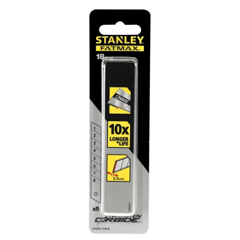 Lames de cutter Fatmax 18 mm au carbure de Tungstene - carte 10 lames - STANLEY | STHT2-11818