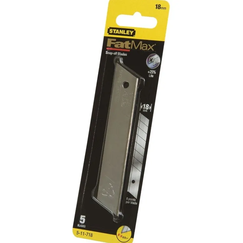 LAMES DE CUTTERS 18MM - CARTE 10 LAMES - STANLEY FATMAX 2-11-718