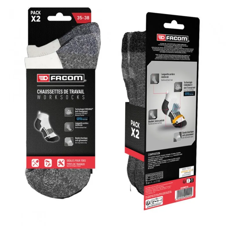 Lot de 2 paires de chaussettes de travail - FACOM | FX/1/CHVX2/HEXAB