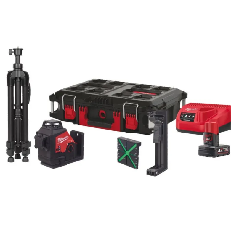 Mini kit laser vert 3 lignes 360°, 12V, 4Ah - Milwaukee | 4933499379