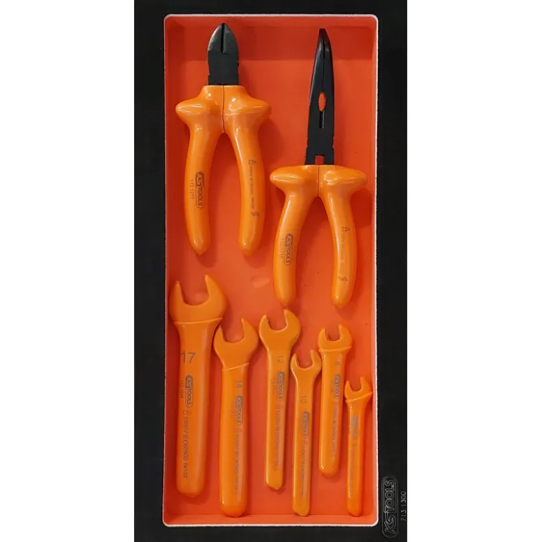 Module de 6 clés à fourches et 2 pinces isolées 1000 V - KSTools | 713.1124