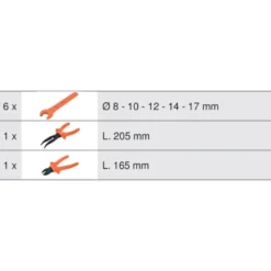 Module de 6 clés à fourches et 2 pinces isolées 1000 V - KSTools | 713.1124
