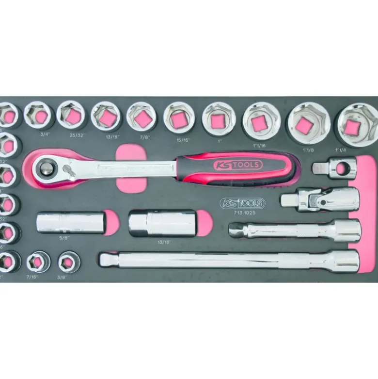 Module de douilles et accessoires ULTIMATE 1/2" en pouces, 24 pièces - KS Tools | 713.1025