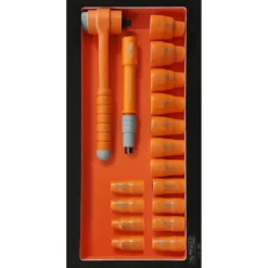Module de douilles 12 pans et cliquet 3/8" isolés 1000 V 17 pièces - KSTools | 713.1122