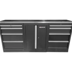 Module d’extension du système d’armoire d’atelier, plan de travail en acier inoxydable, établi - KSTools | 866.6050