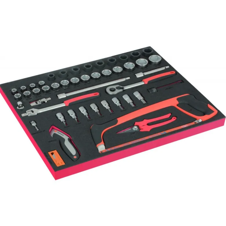 Module Fit&Go 3/3 marquage laser, douilles 1/2", douilles à choc 1/2" & outils de coupe - 56 Pcs - Bahco | FF1A208LM