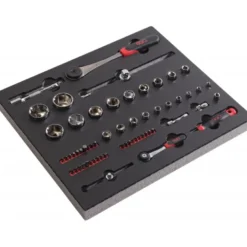 MODULE MOUSSE 2/3 DE 60 OUTILS EN MM CLIQUETS 1/4'' + 1/2'' - SAM | 75-SHR60-2MM