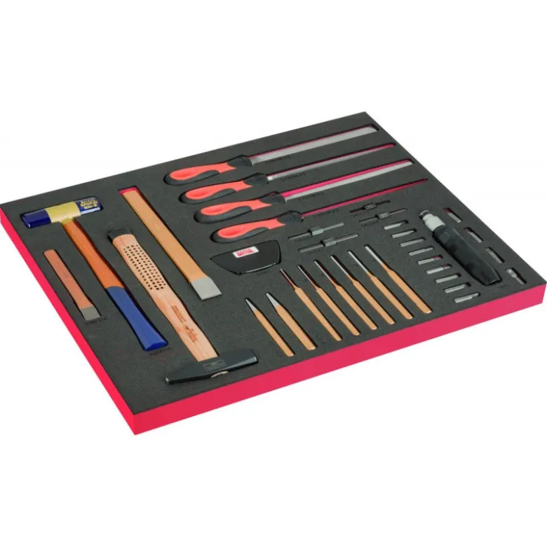 Module mousse Fit&Go 3/3 marquage laser, outils de frappe & limes - 40 Pcs - Bahco | FF1A204LM