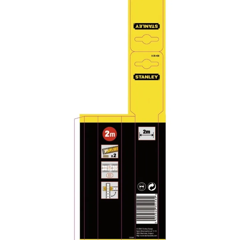 MÈTRE PLIANT, MESURE PLIANTE 2M X 17MM BOIS BLANC-JAUNE STANLEY 0-35-458