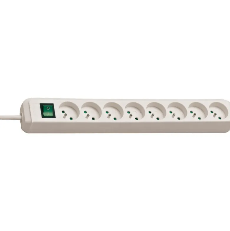 Multiprise Eco-Line 8 prises avec interrupteur, blanche, 3m H05VV-F 3G1,5 - Brennenstuhl | 1159321018